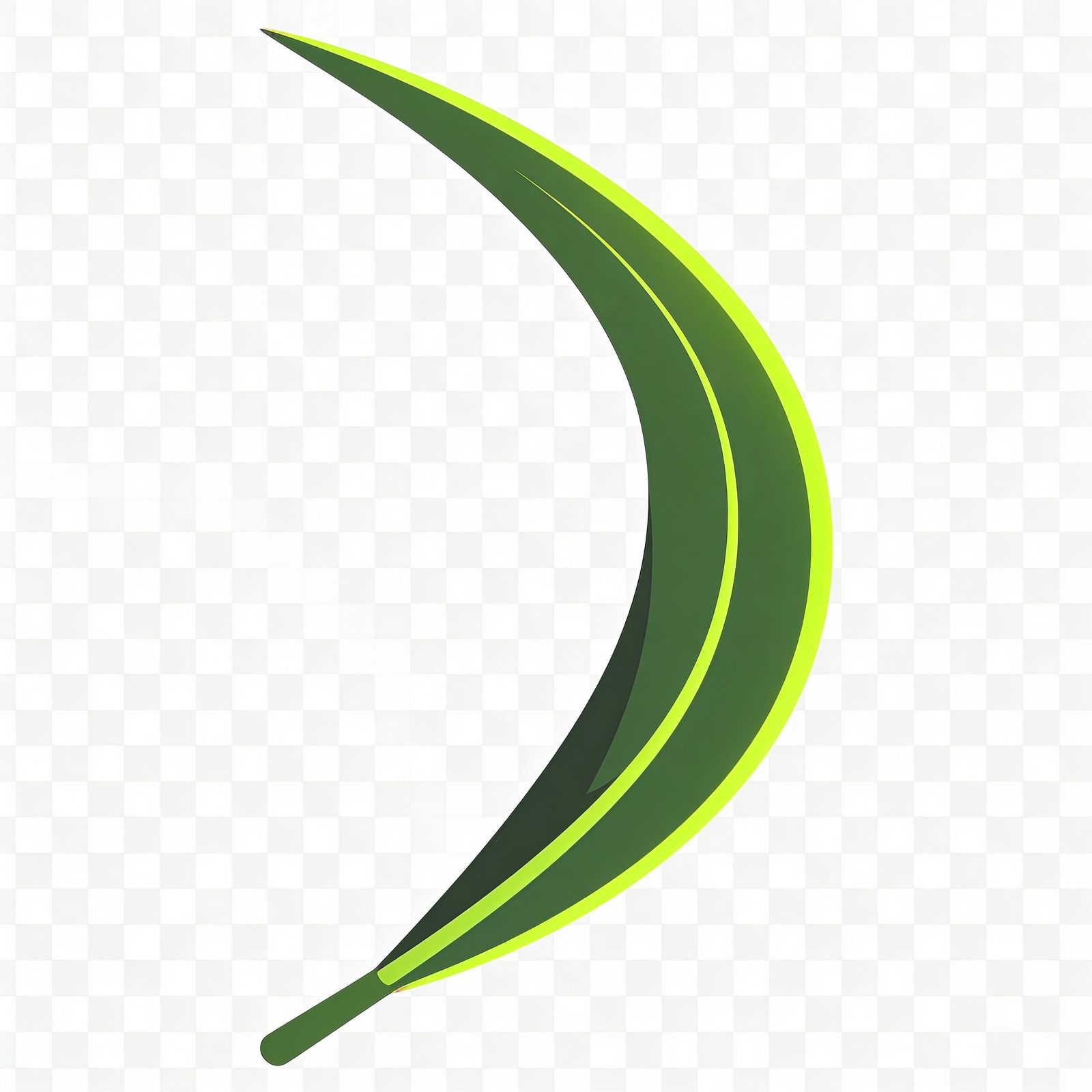 Glowing Neon Grass Blade in Flat Vector Style