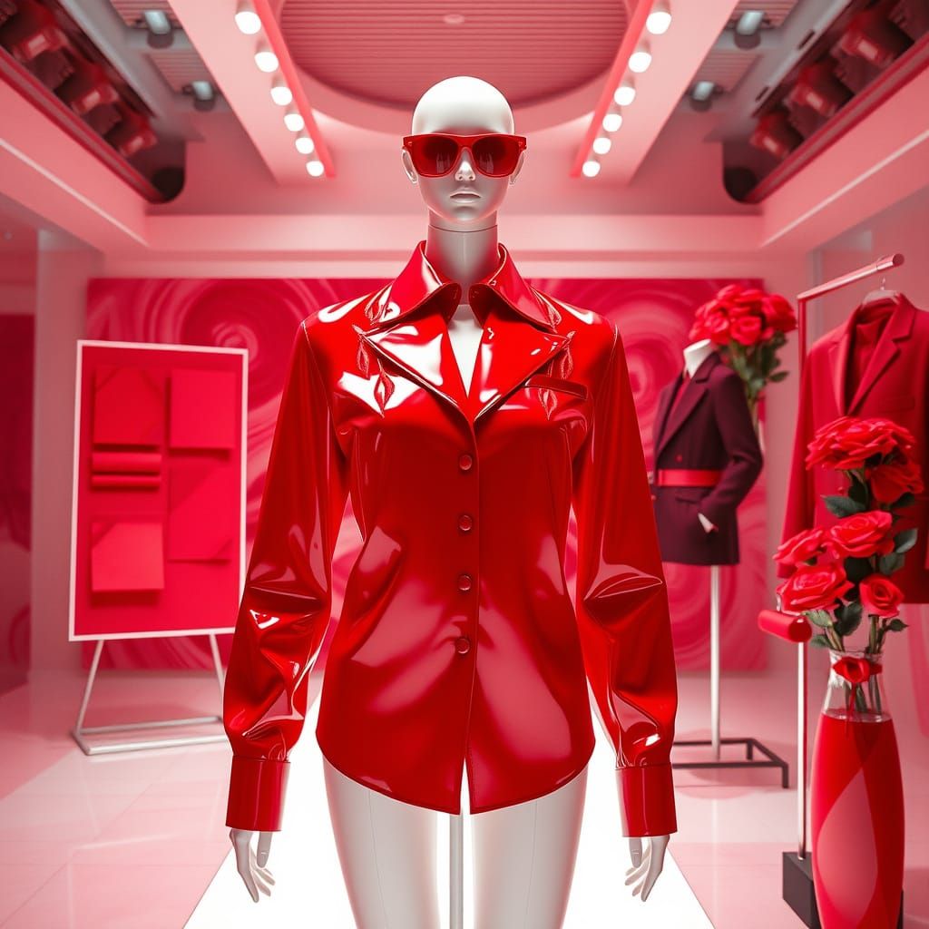 Futuristic Fashion Runway in Crimson Light