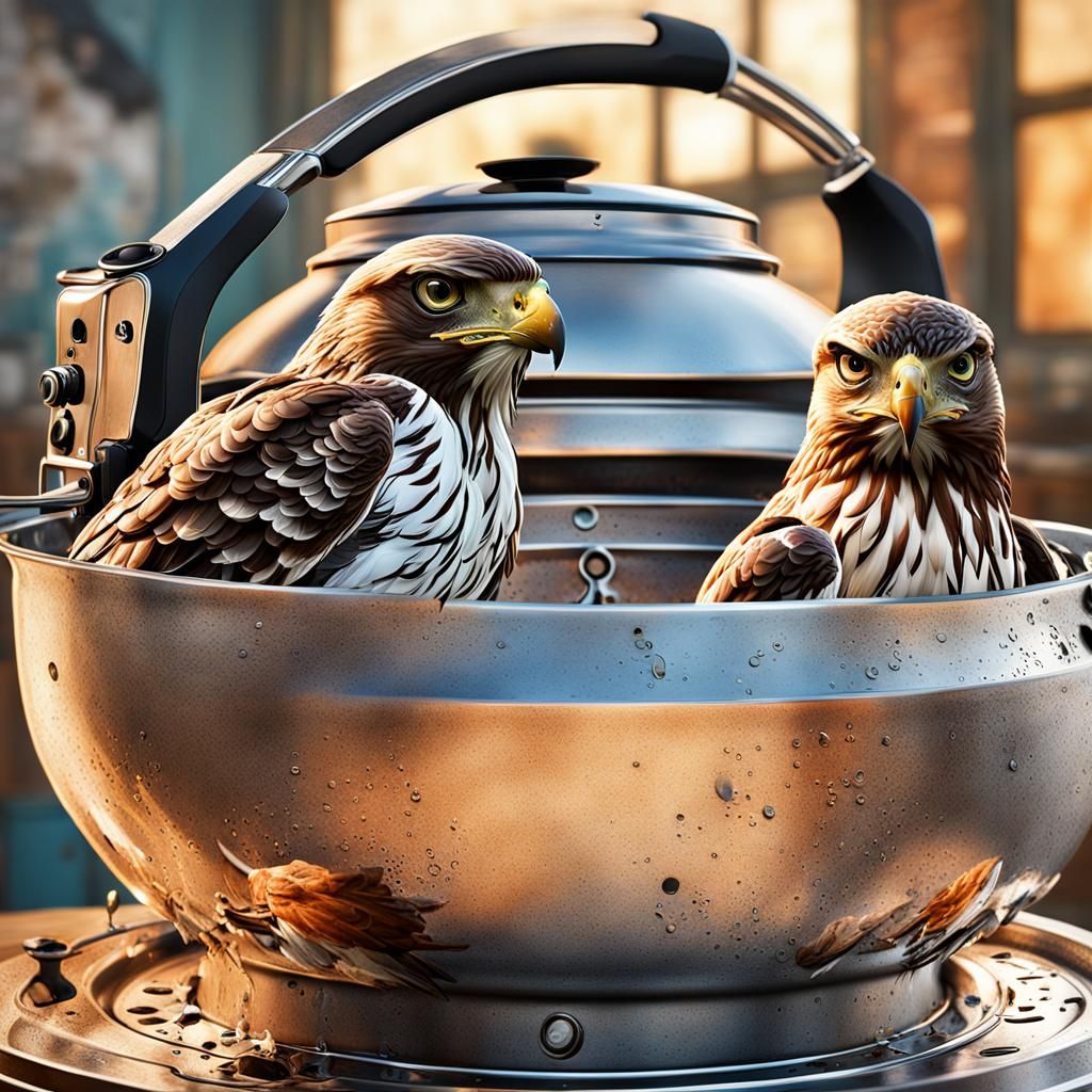Hawks Observe From Inside a Kettle