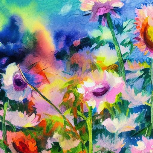 Summer Sadness in Gouache Watercolor Style