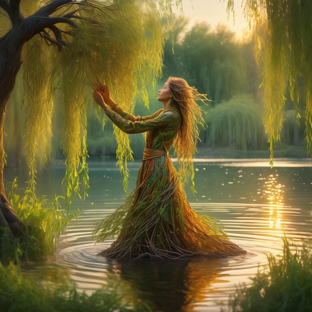 Willow Woman Embracing Nature as Digital Art