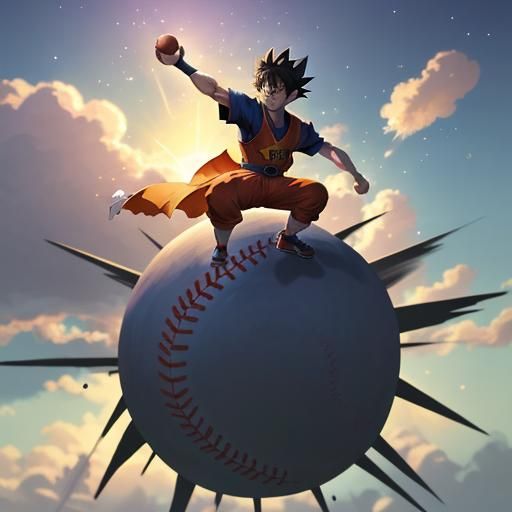 Goku plying baseball