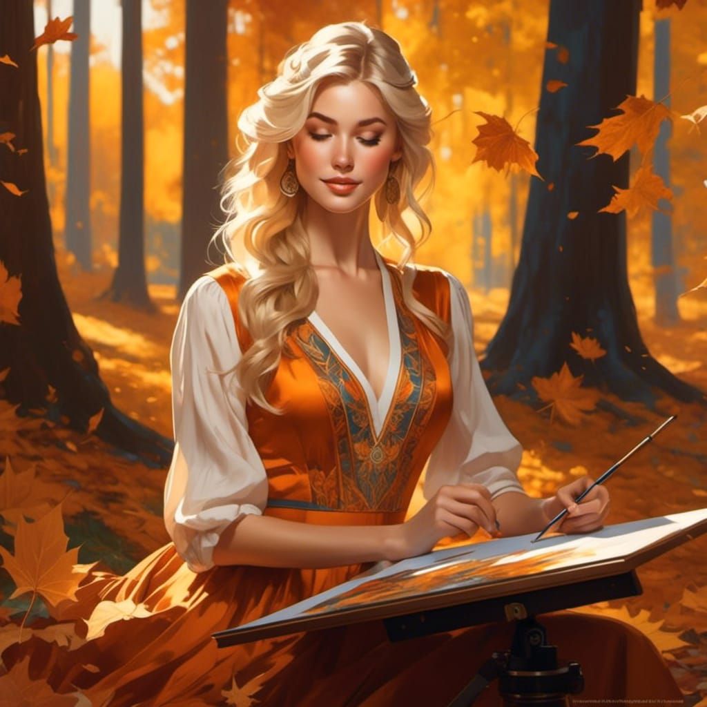 It's Thursday, challenge day off, so Julie has taken herself into the woods to do a little autumnal painting