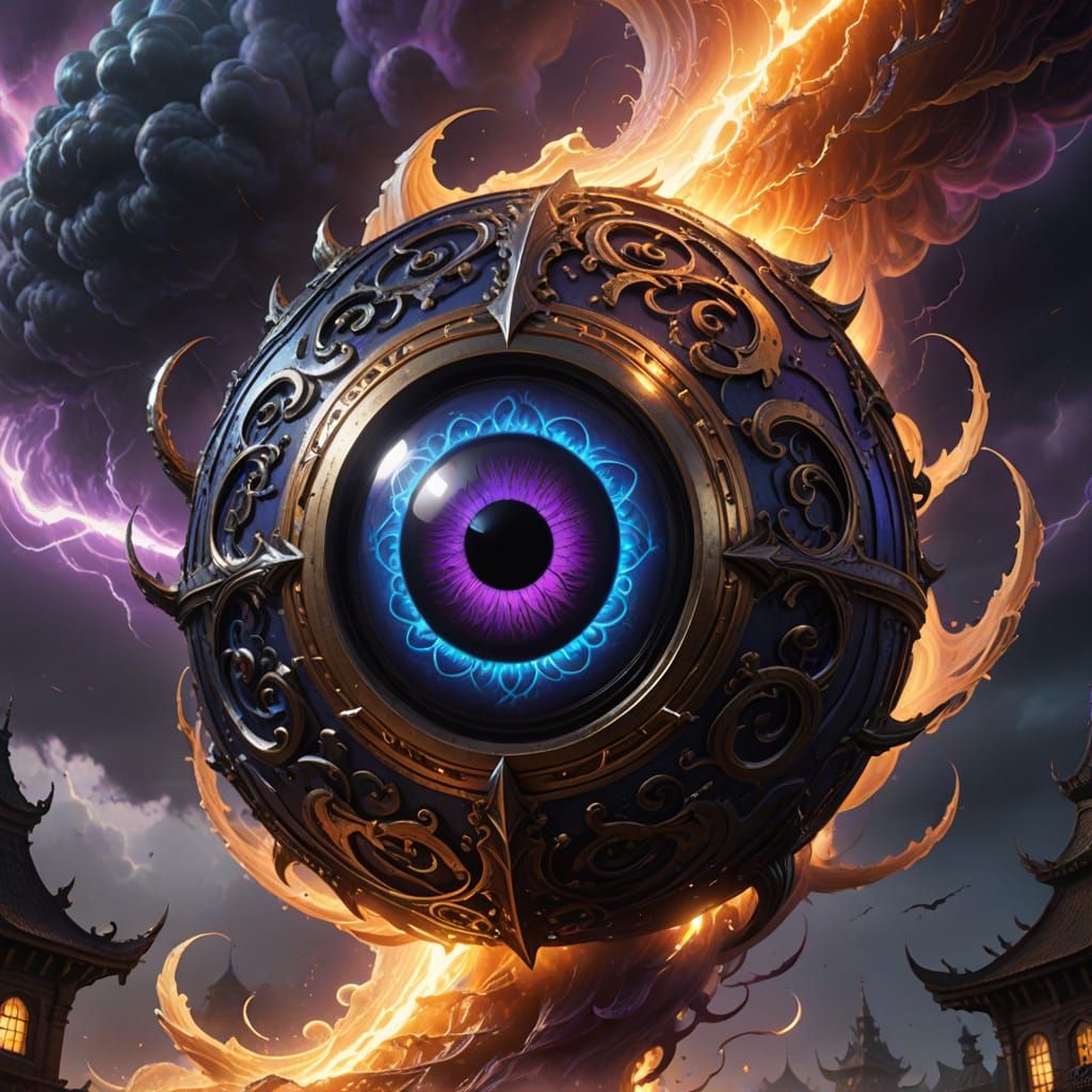 Hyper-Realistic Fantasy Eye in a Stormy Tornado