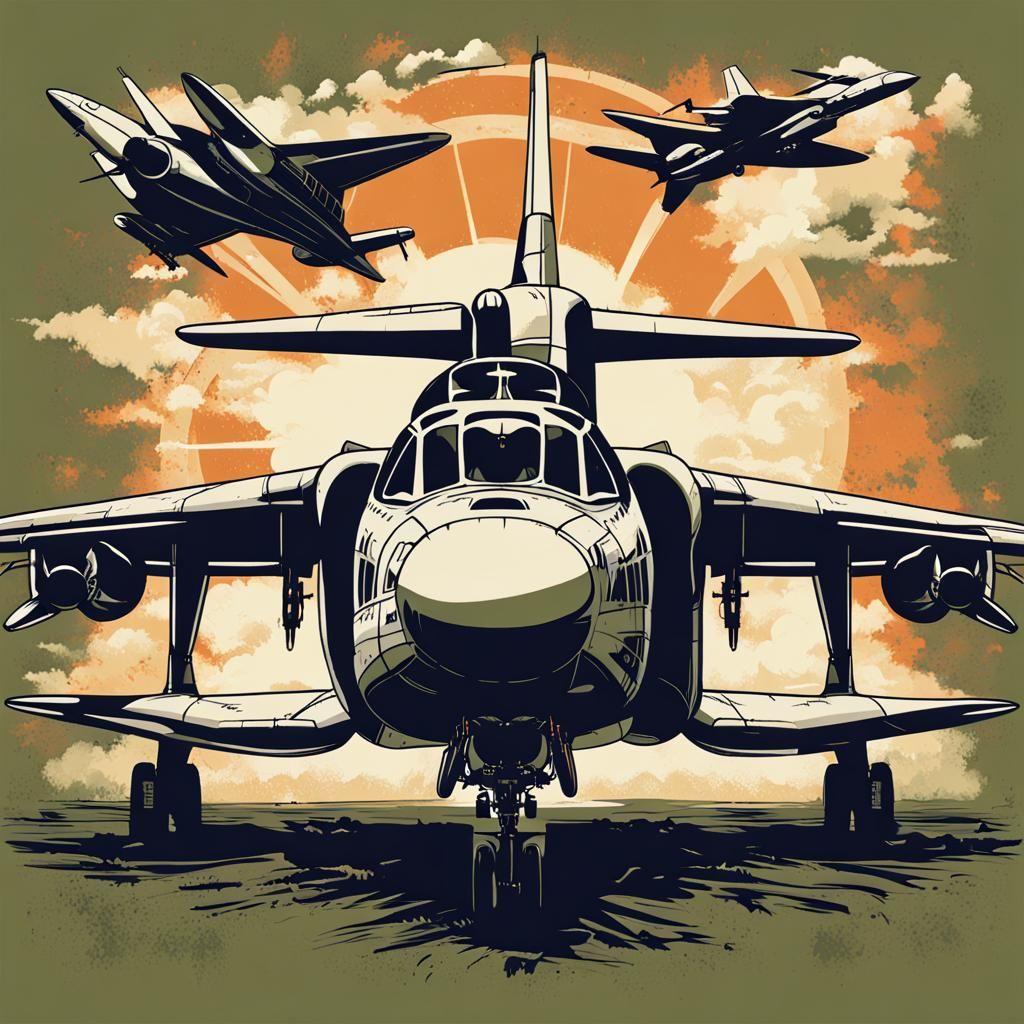 Vector T-Shirt Design Featuring Military Aircraft