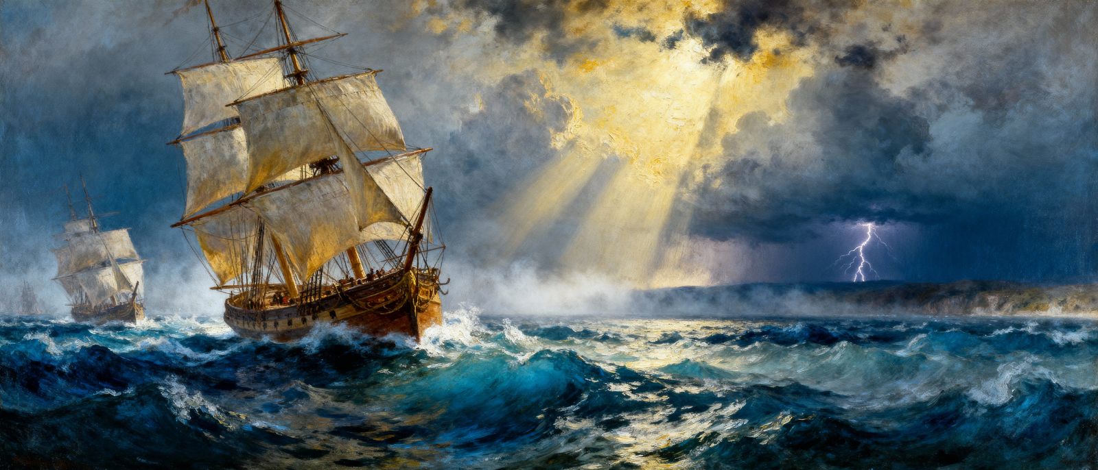 1700s Sailing Ships in Stormy Seas