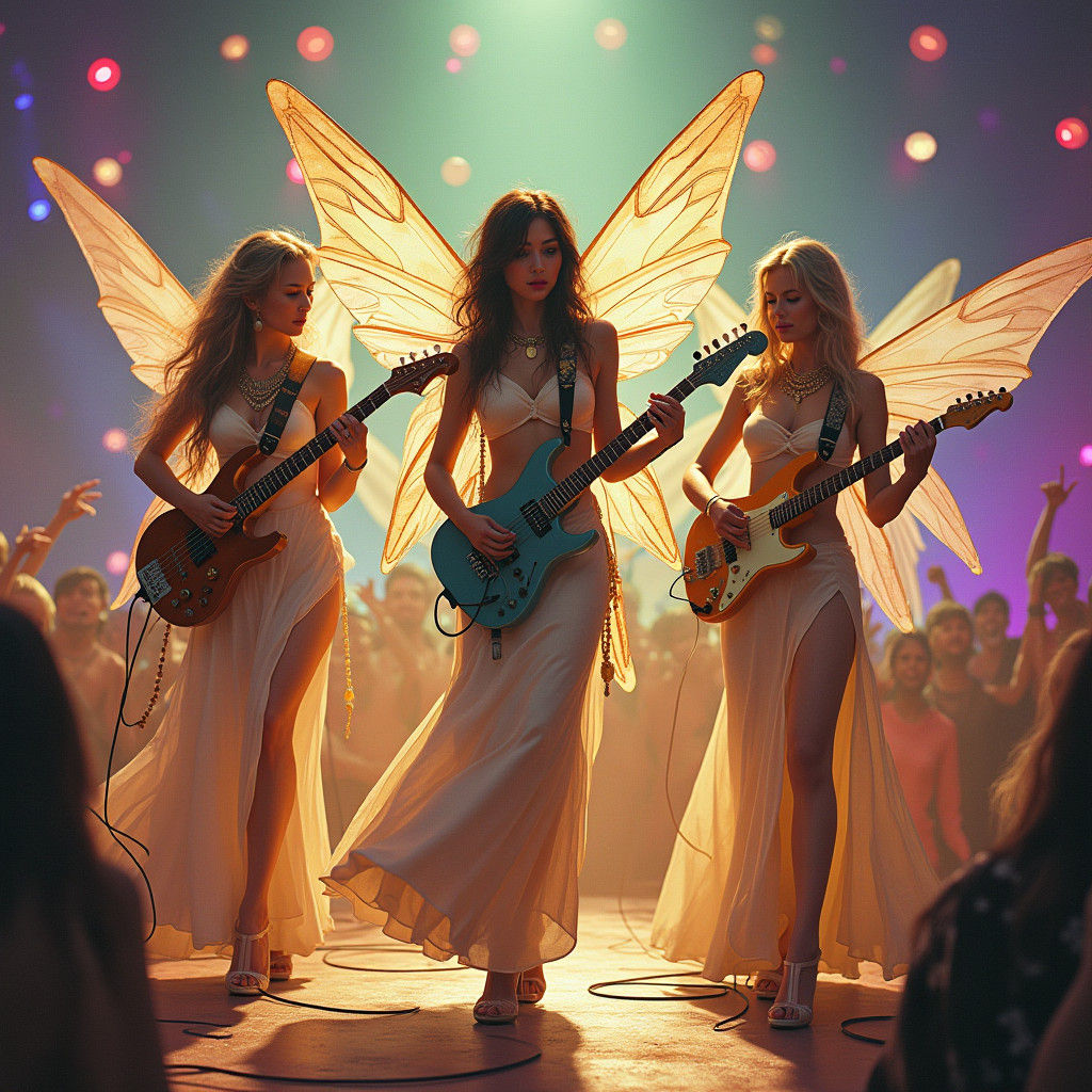 Glam Rock Faeries in a Futuristic Illustration