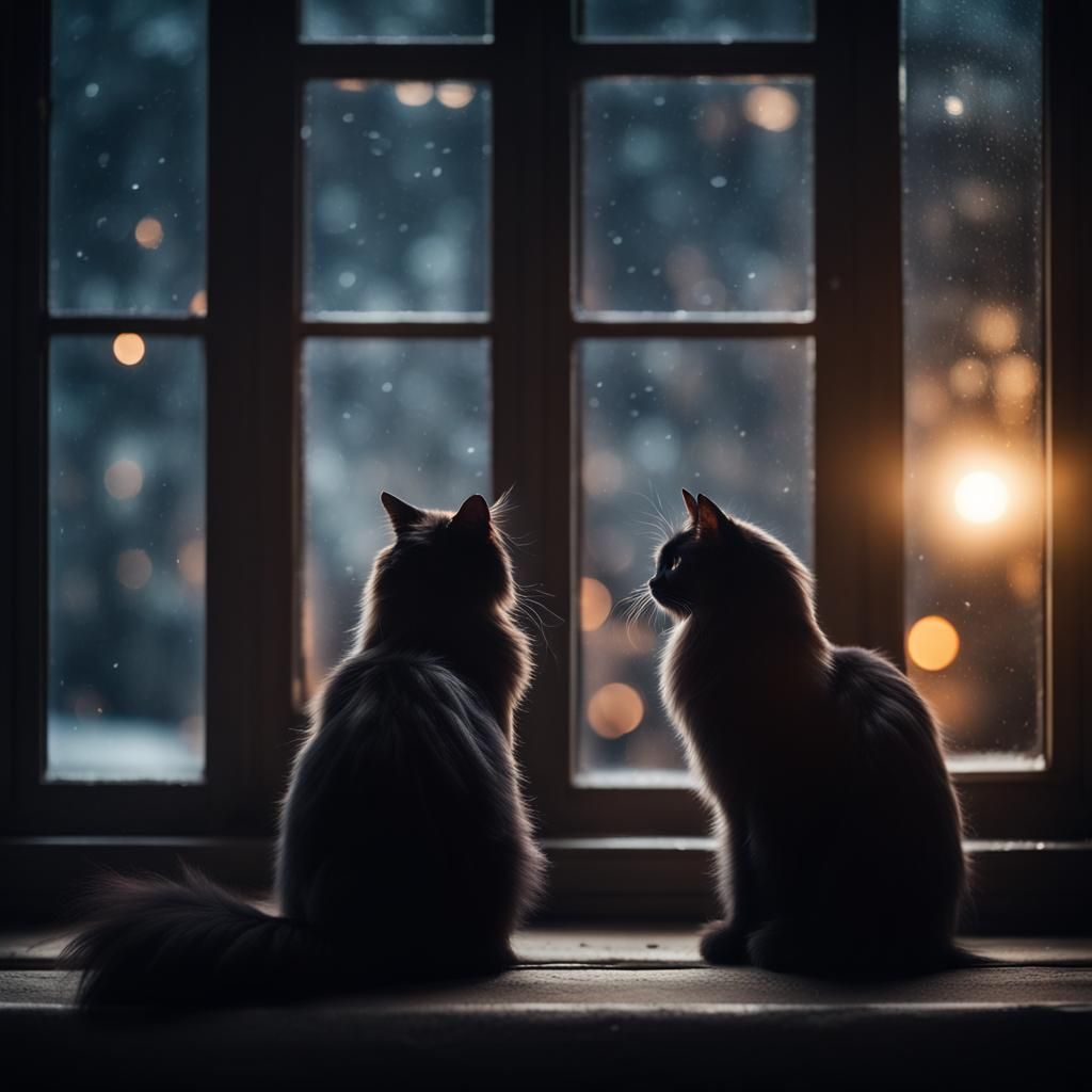 Black Cat at Window, Professional Photography