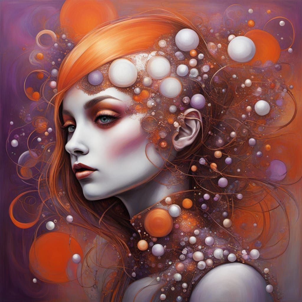 Abstract Surrealism Painting of Metallic Sunset Colors