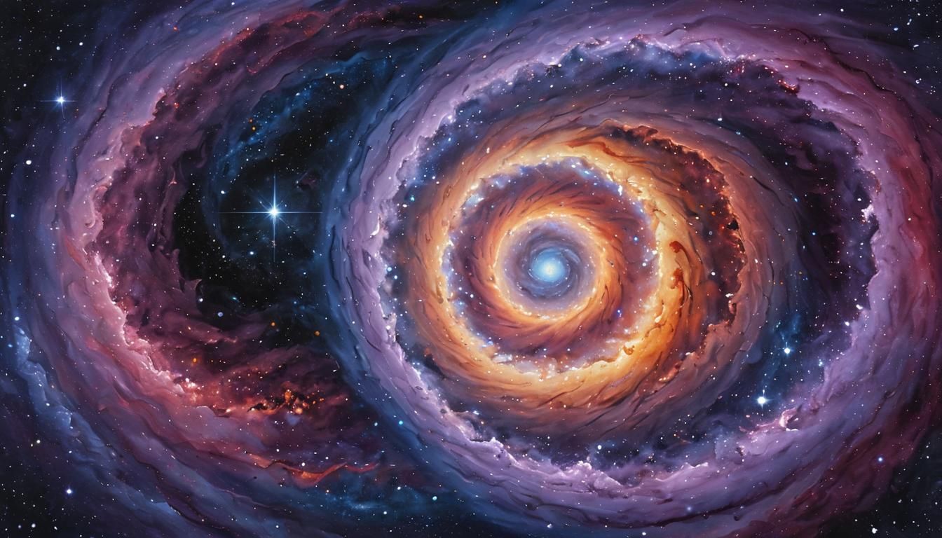 Stunning Spiral Galaxy in Gouache Style