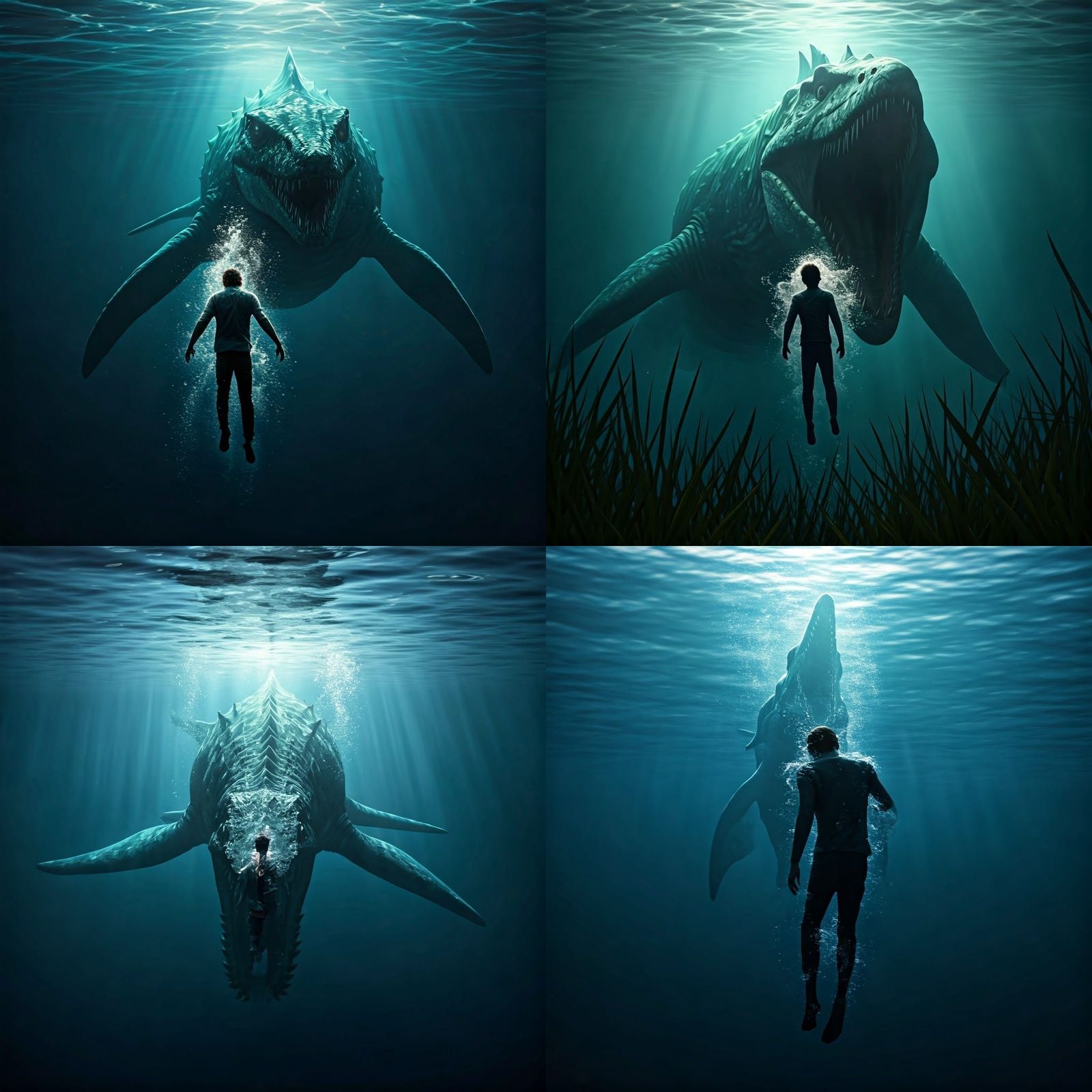 Man Drowning in a Nightmare as a Massive Ghostly Sea Monster...