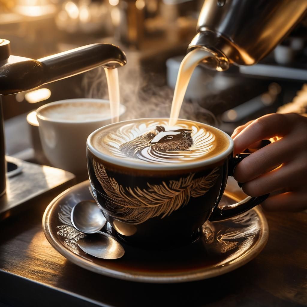 Otter Latte Art in Golden Light