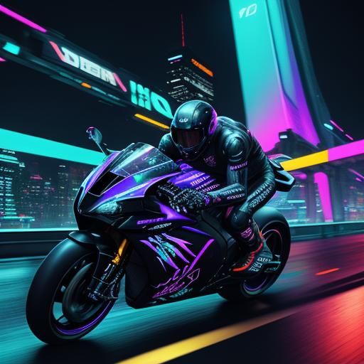 Cyberpunk Light Bike Race on Neon Highway