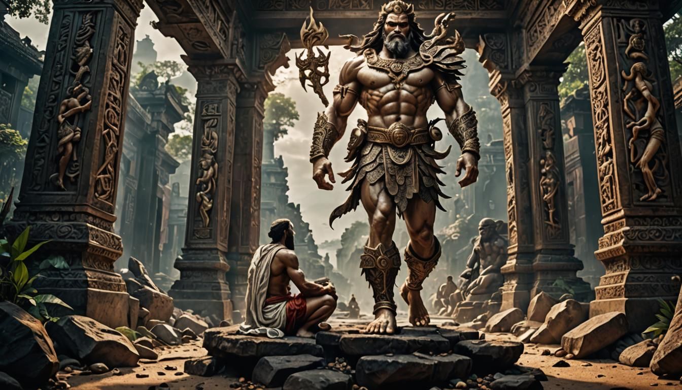 Hyperrealistic Barefooted God in Sharp Focus