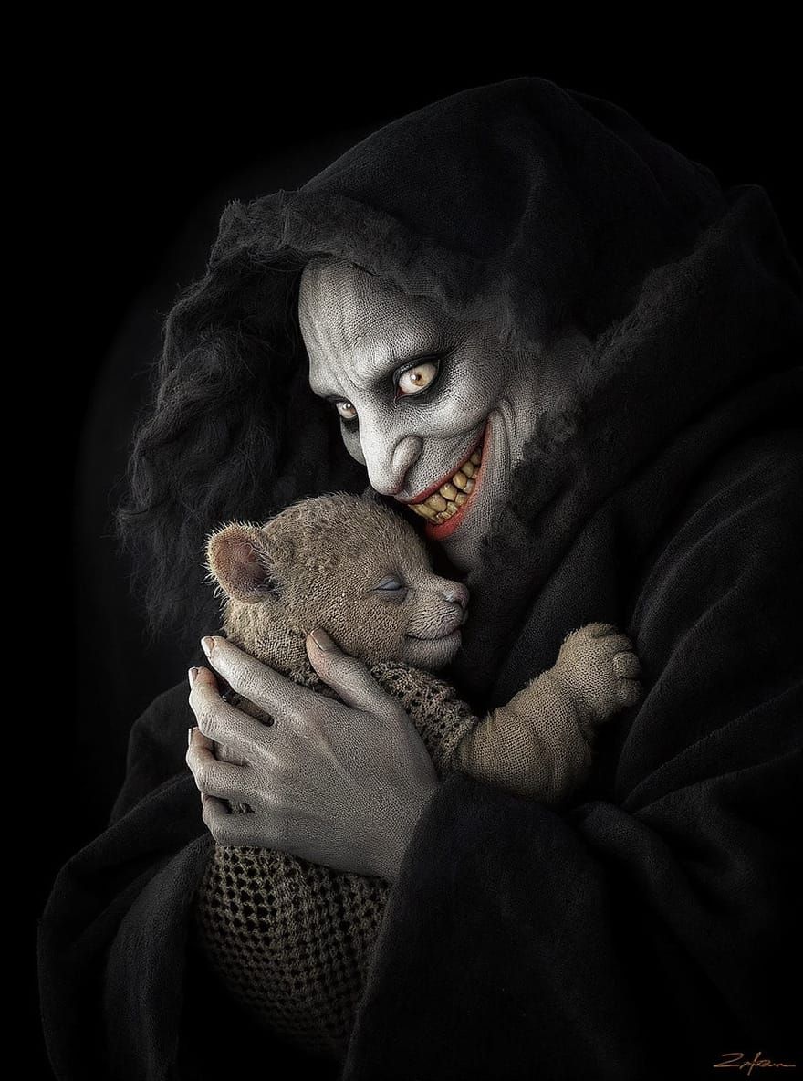 Loving Mother Cuddles Baby in Color Pencil Portrait