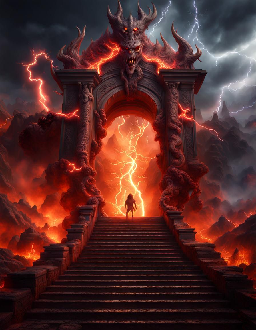 Demonic Figure on Stairway to Hell Portal