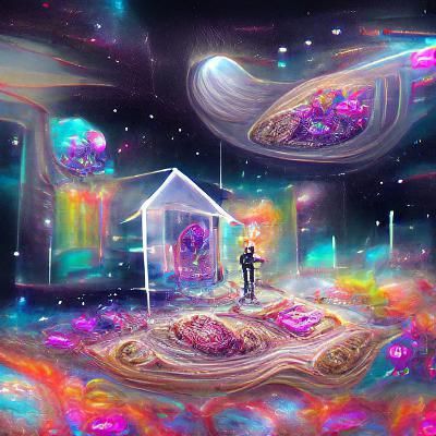 Astral Space Mansion in Mixed Media Style