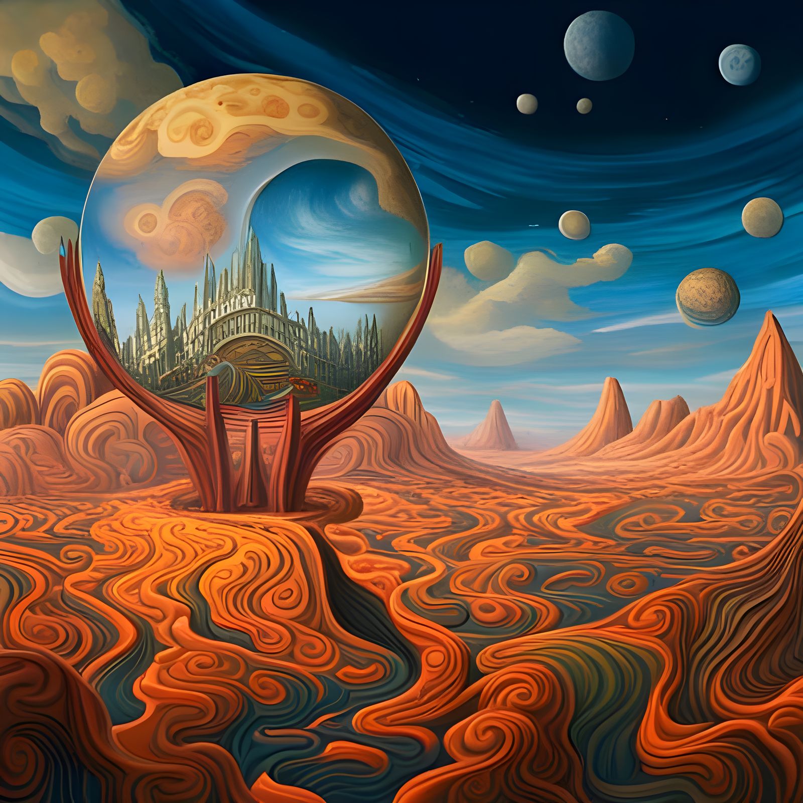 Fantasy Art Nouveau City on Alien Planet