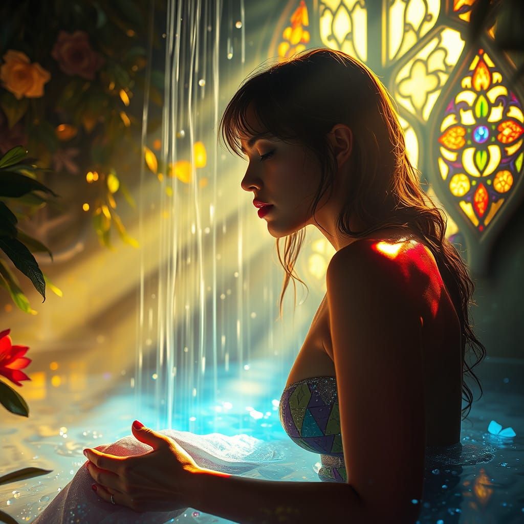 Enchanted Shower Oasis in Vibrant Hues