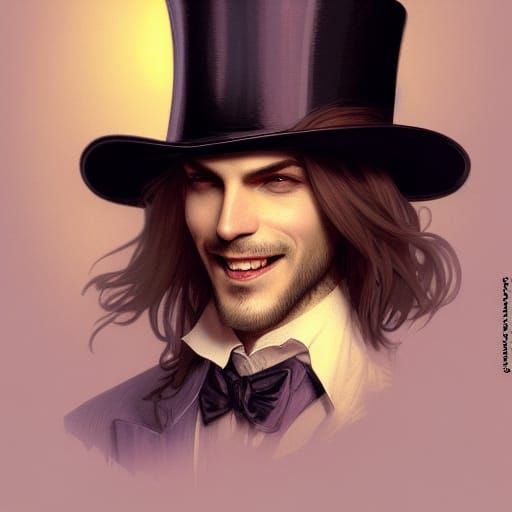 Handsome Vampire with Top Hat, Detailed Portrait