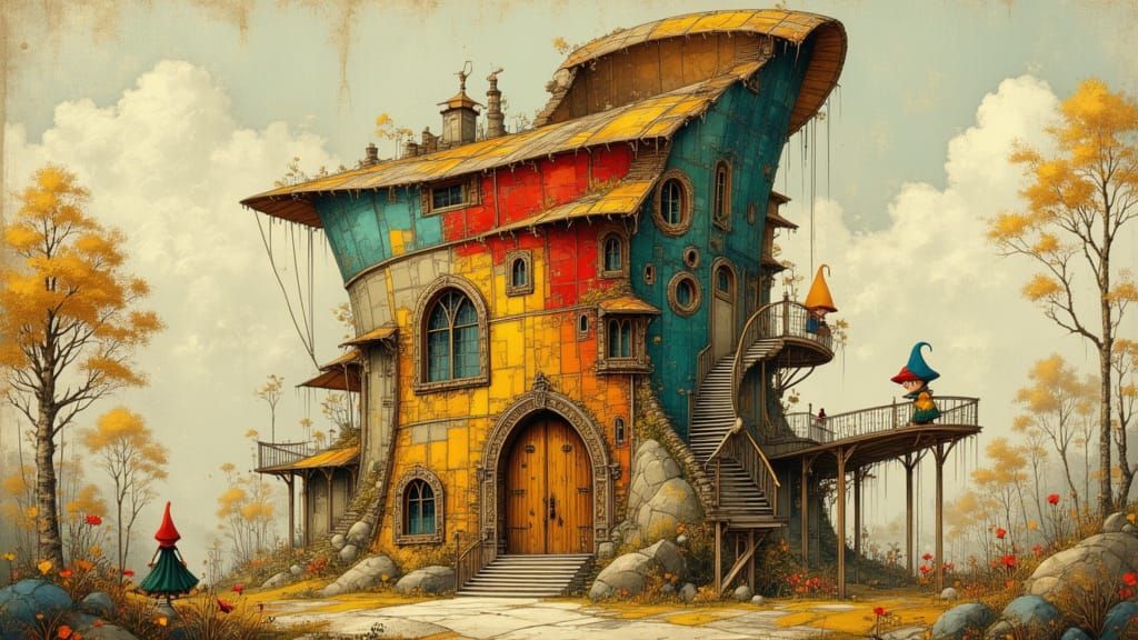Whimsical Gnome Village in a Fantasy Boot House