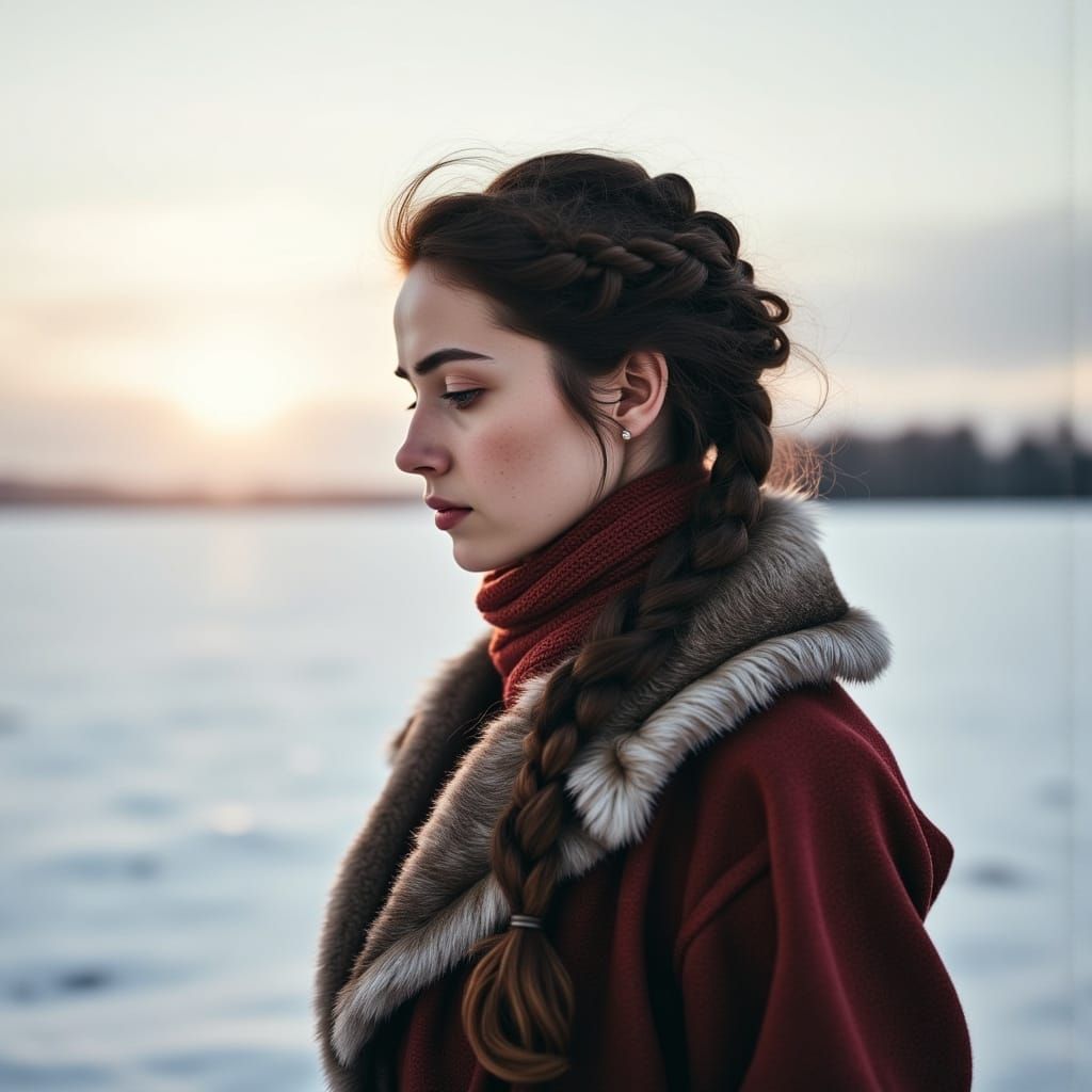 Ethereal Victorian Lady Stands Solo on the Arctic Tundra in ...