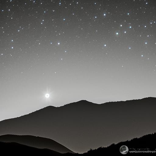 Spectacular Starry Sky and Super Moon Over Mountains