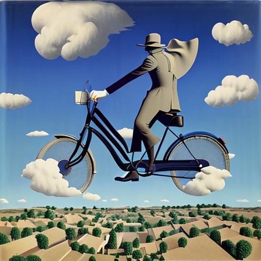 Surreal Scene in Magritte Style