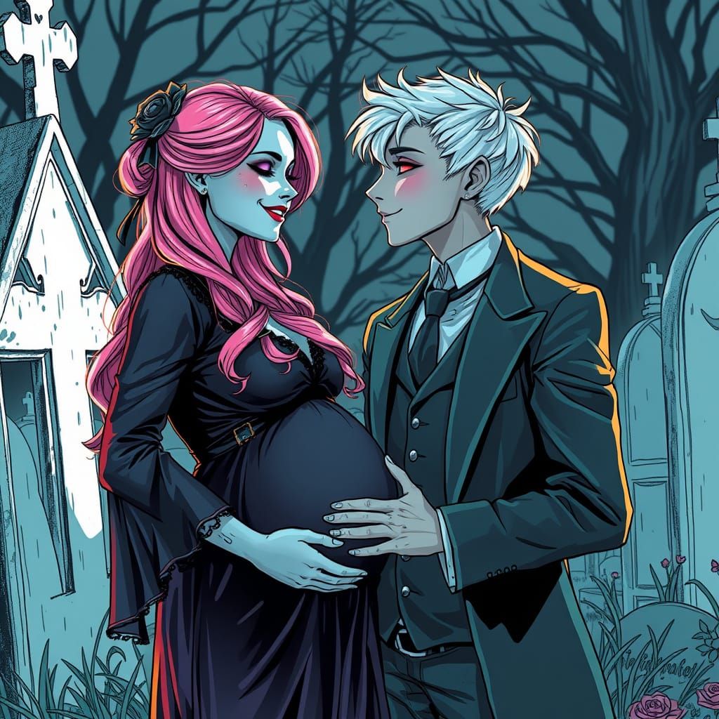 Gothic Lovers in Cemetery