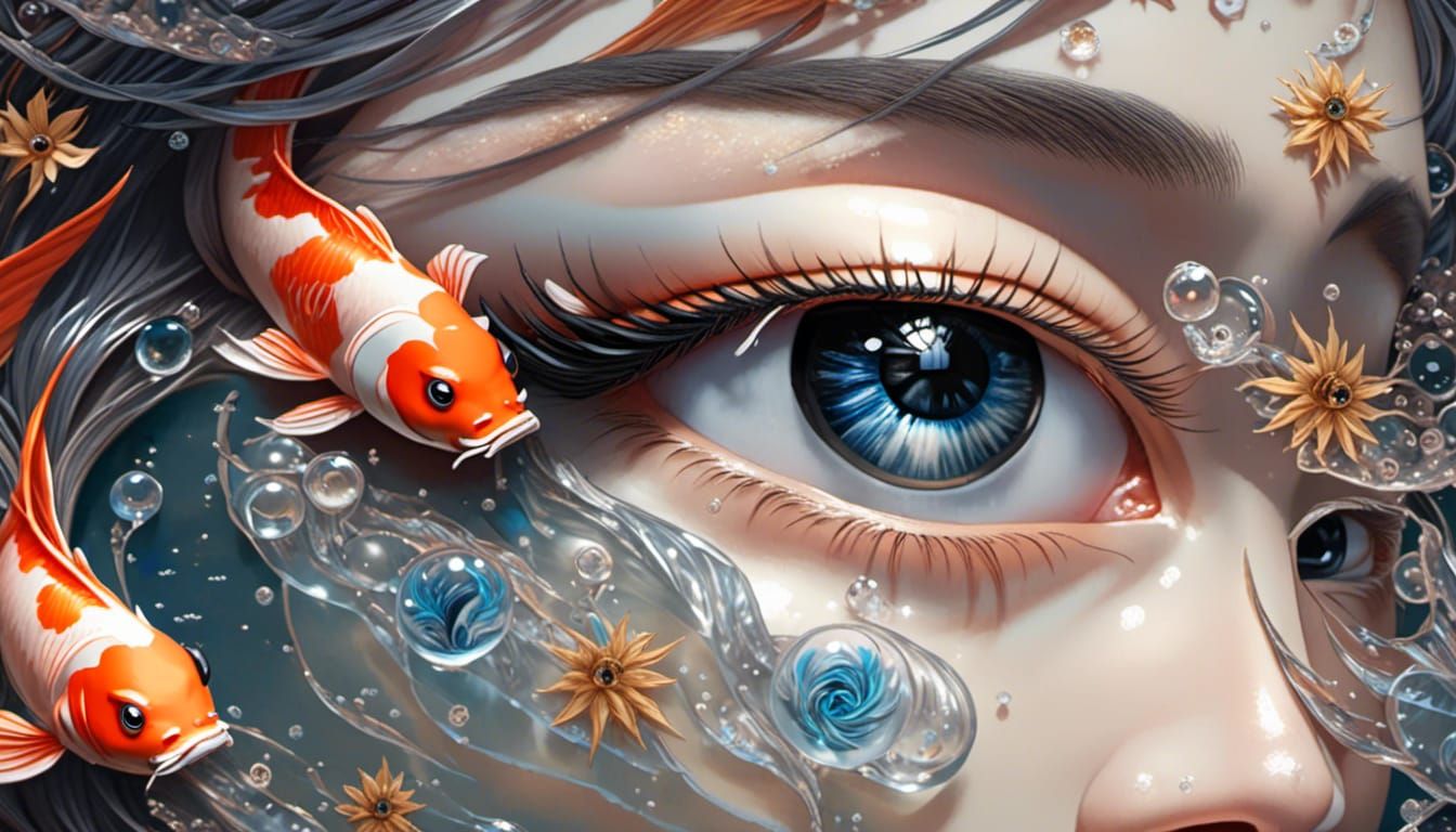Yin Yang Koi Fish Eyes in Digital Art