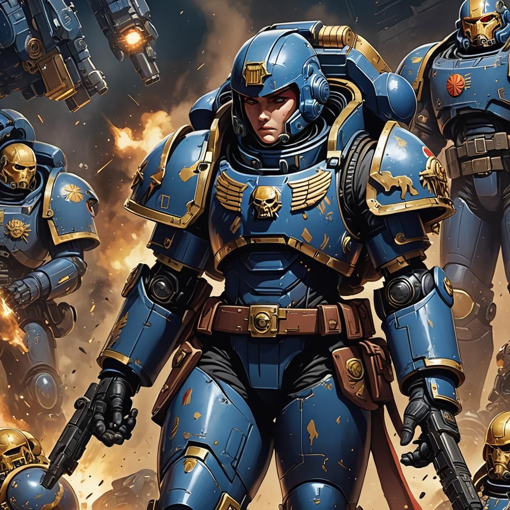 Female Astartes Space Marine in Anime Style