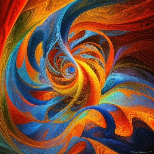 Psychedelic Fractal Art in Oil with Triadic Colors