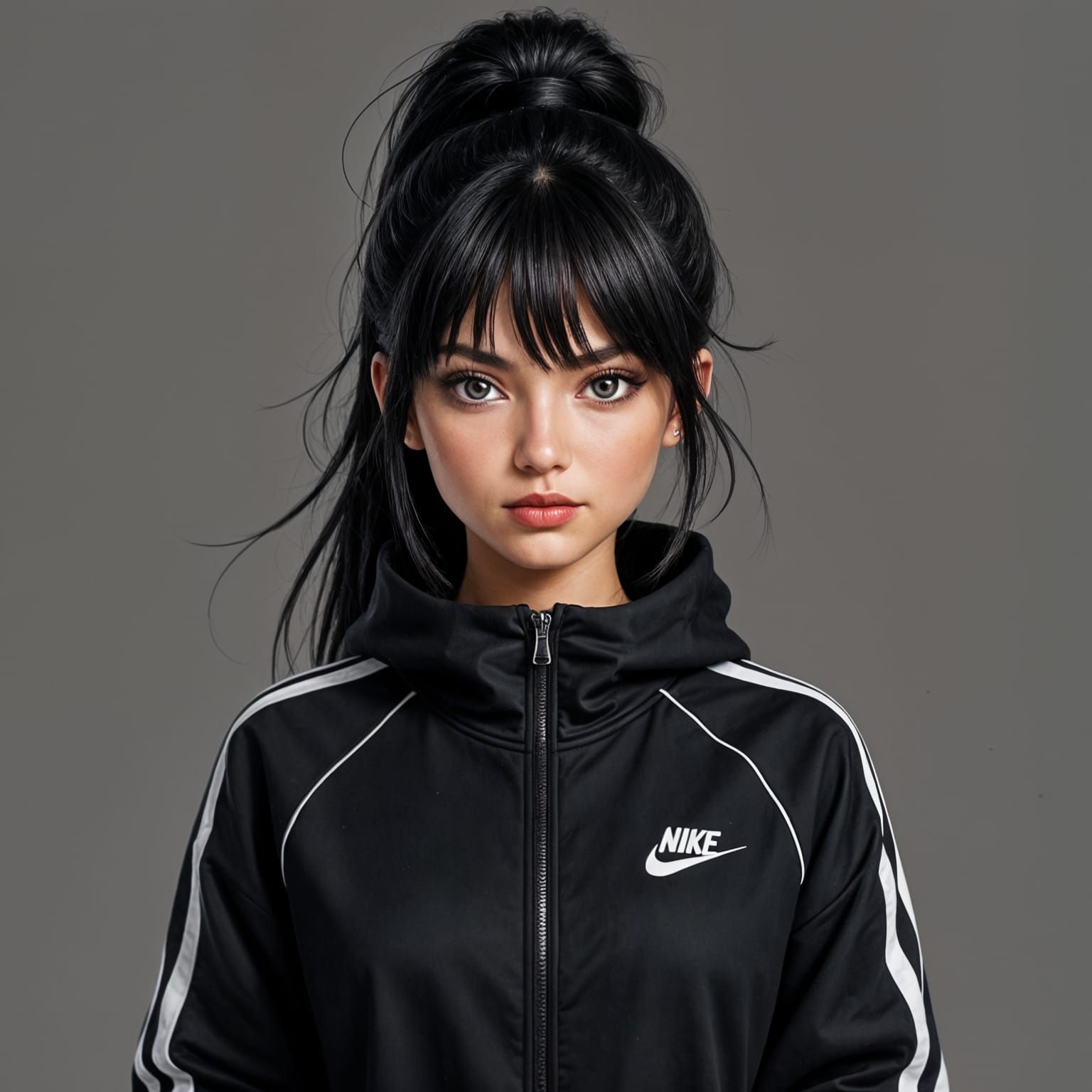 Detailed Portrait of a Black-Haired Girl