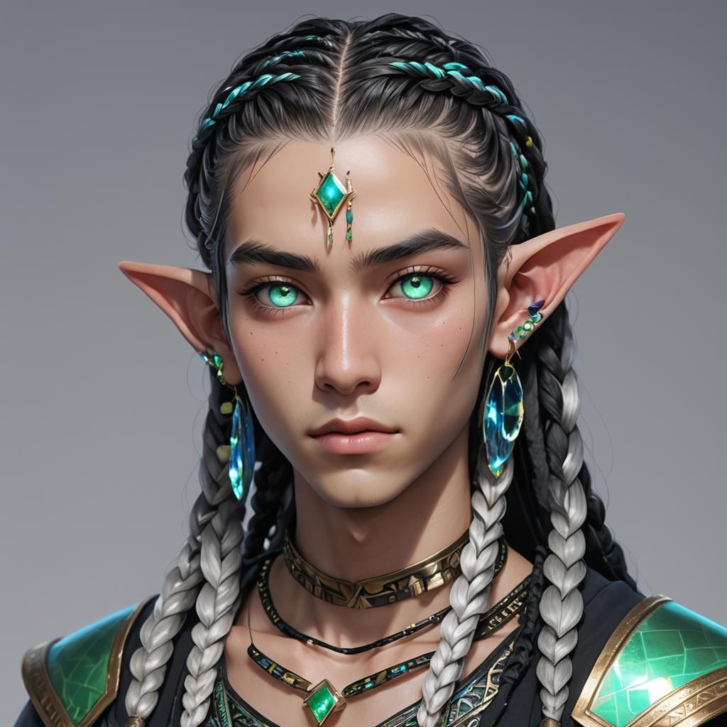 Anime Boy with Braids and Egyptian Clothing