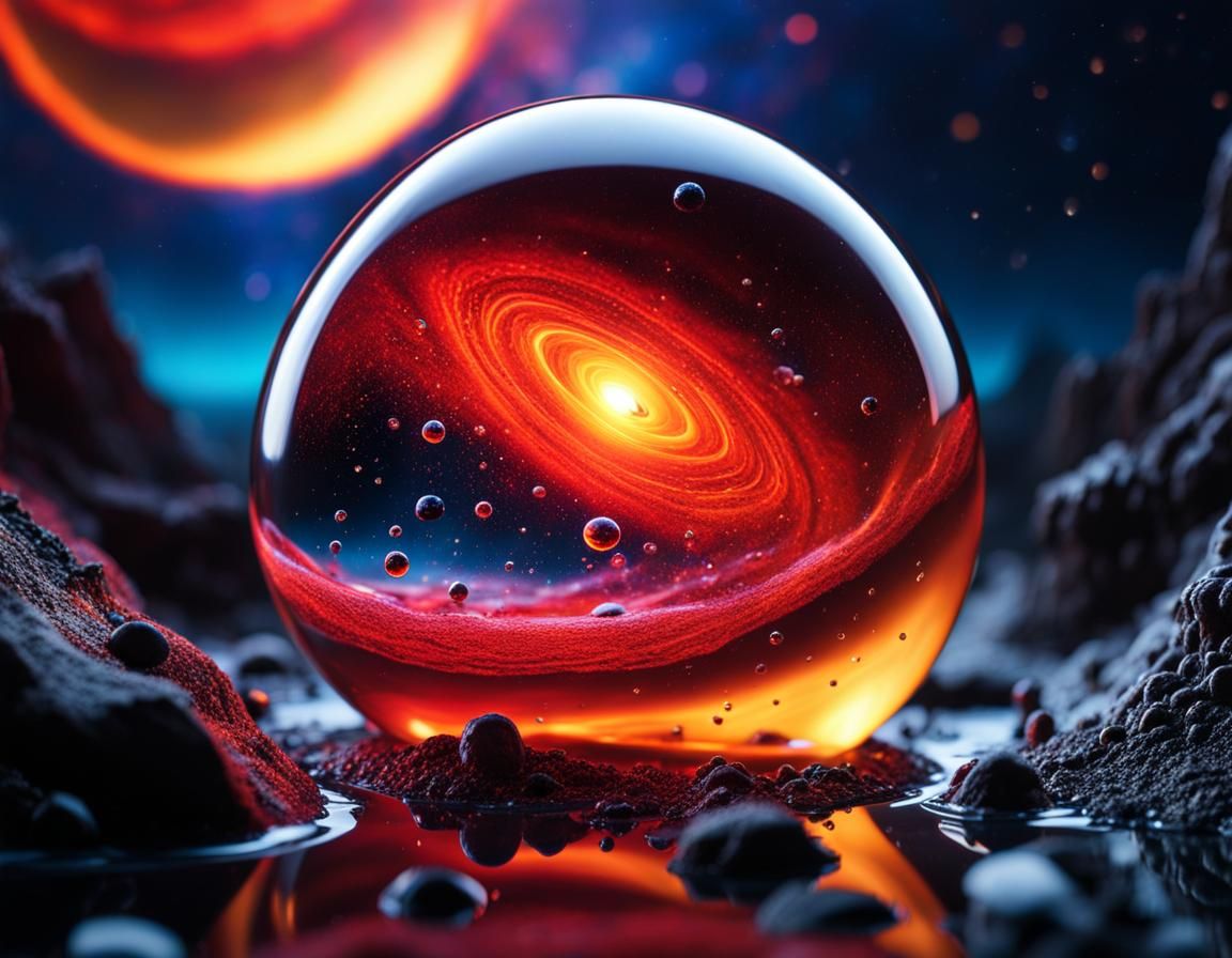 Planets Orbiting Black Hole Inside Lava Lamp