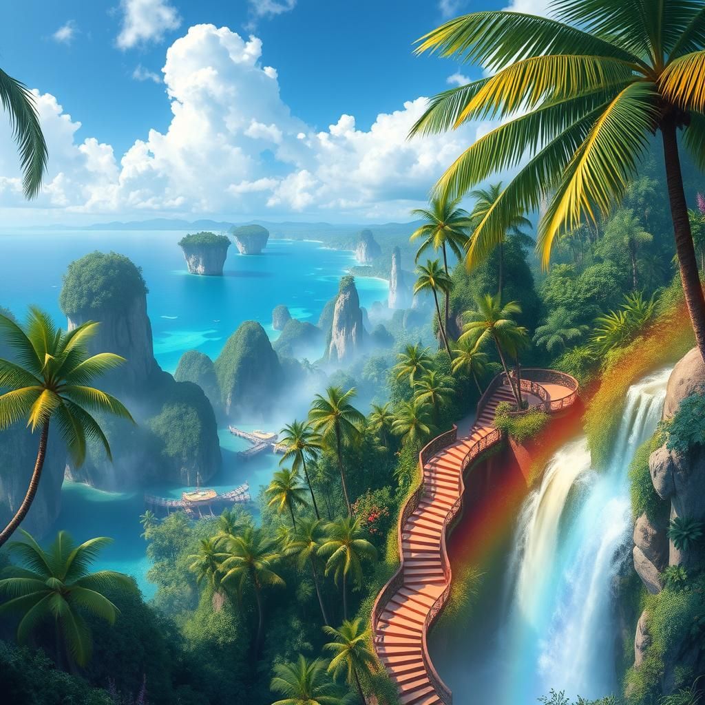 Tropical Paradise with Floating Islands