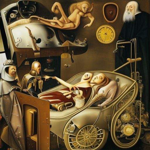Steampunk Ambulance in Bosch and Dali Style