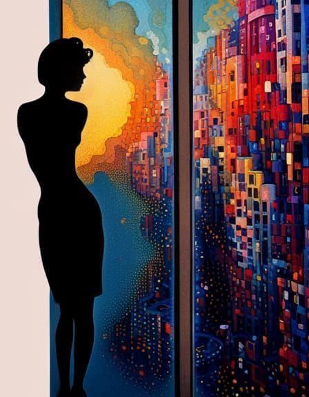 Distorted Cityscape Through Wavy Glass: Surreal Pointillism