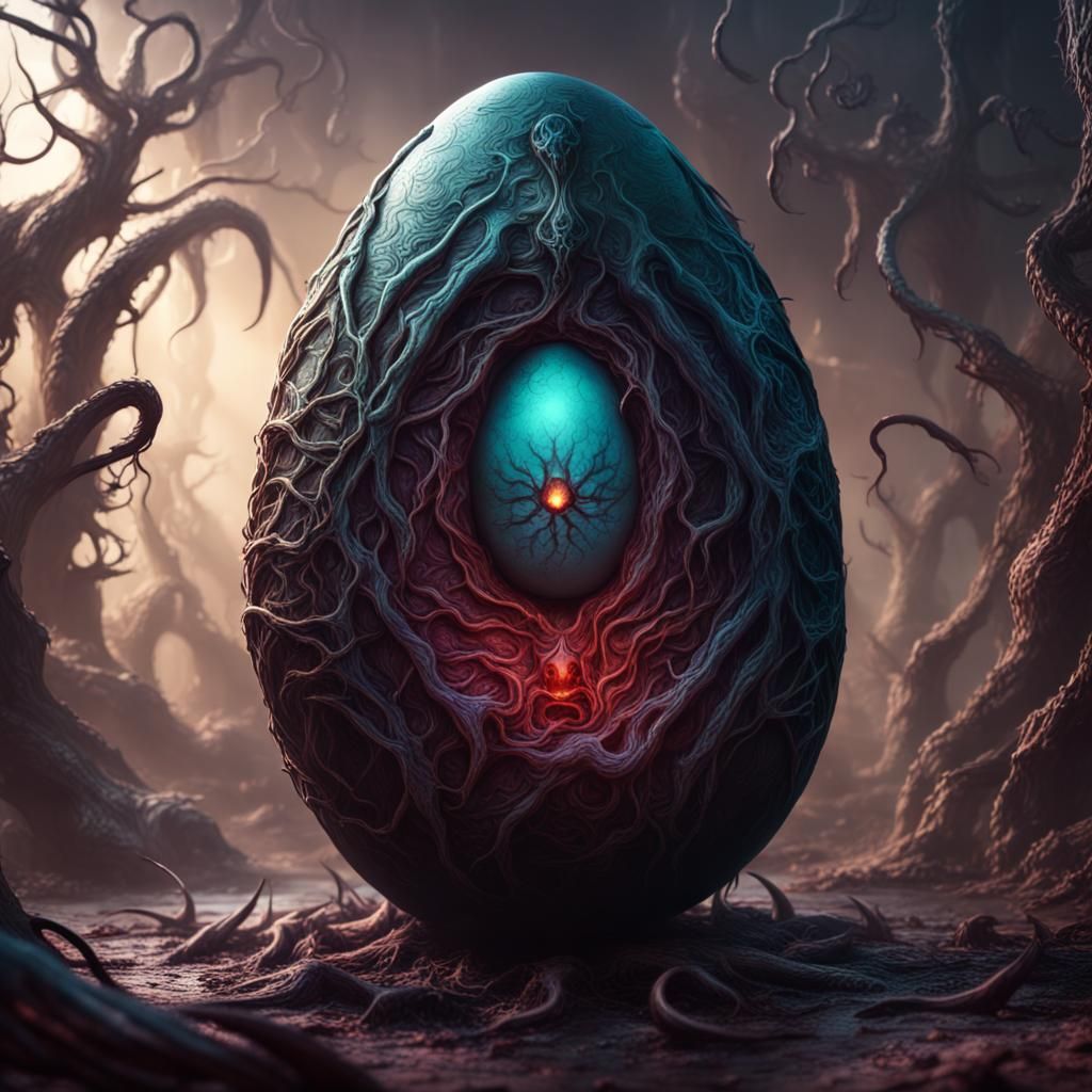 Lovecraftian Egg Hatching: Demonic Fantasy Art
