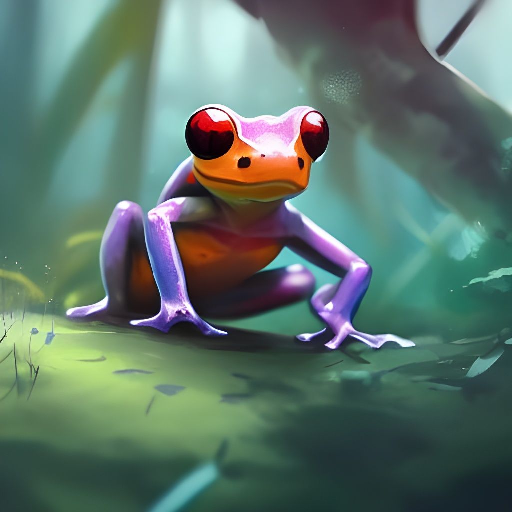 Poison Dart Frog in Studio Ghibli Anime Style