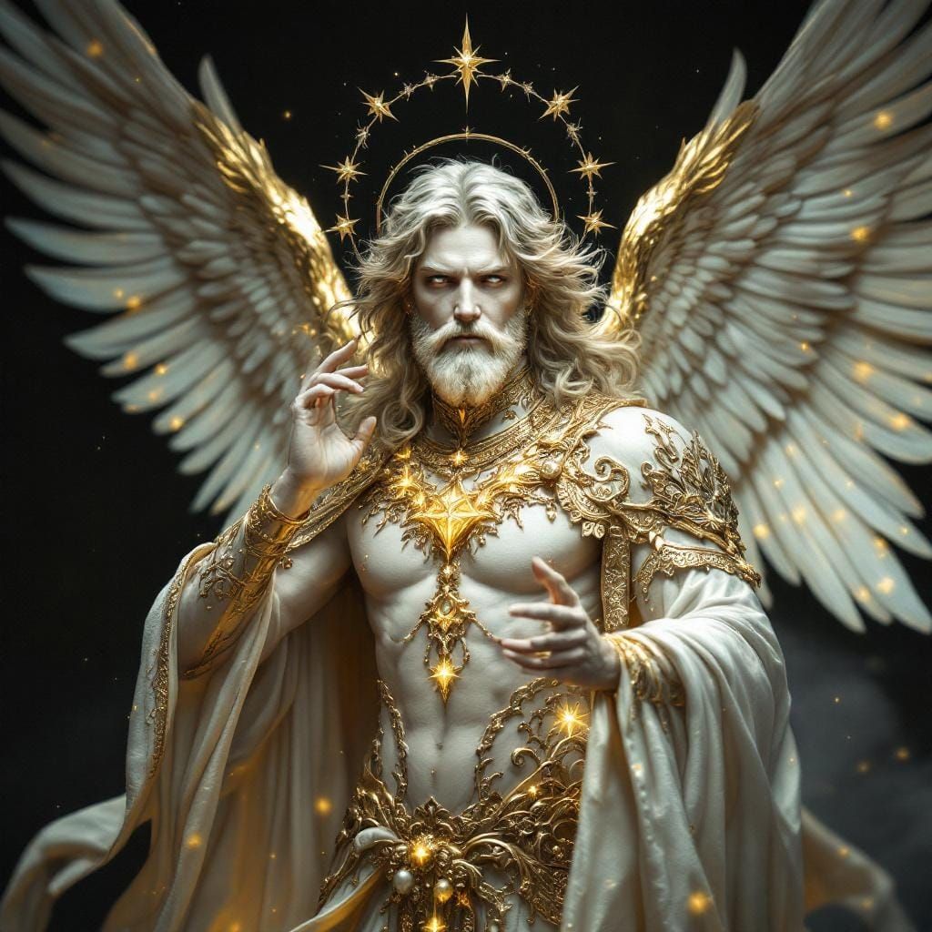 Archangel Metatron Portrait in White and Gold