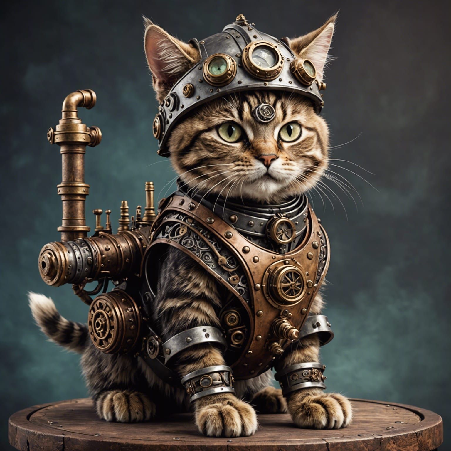 Steampunk Viking Cat with Engine