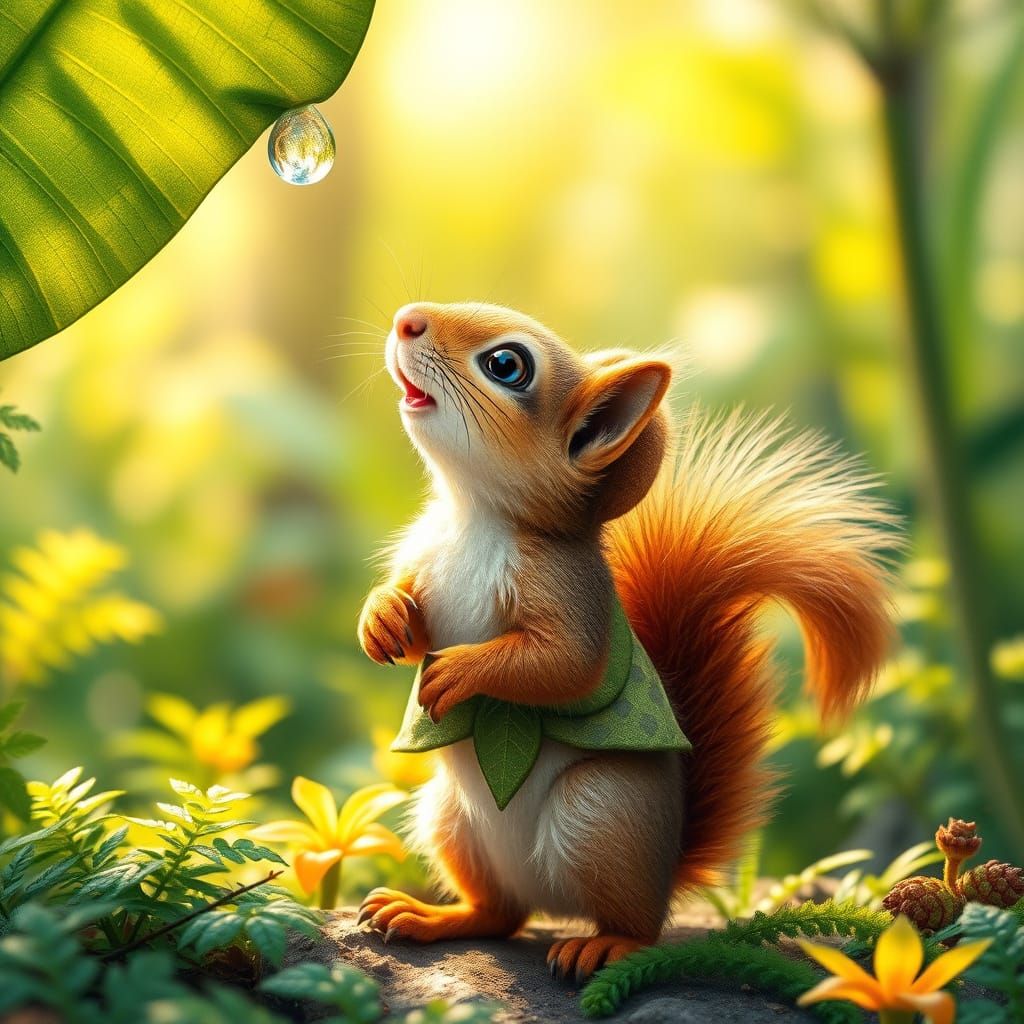 Whimsical Forest Squirrel in Summer Glory
