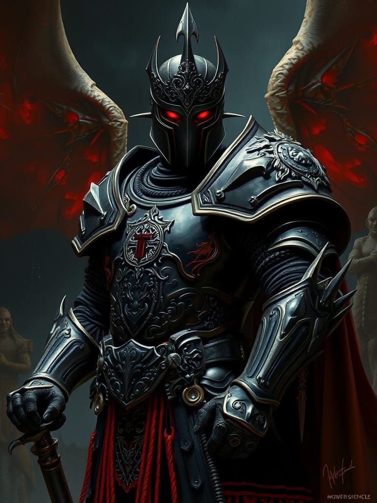 Regal Black Knight with Blazing Red Eyes
