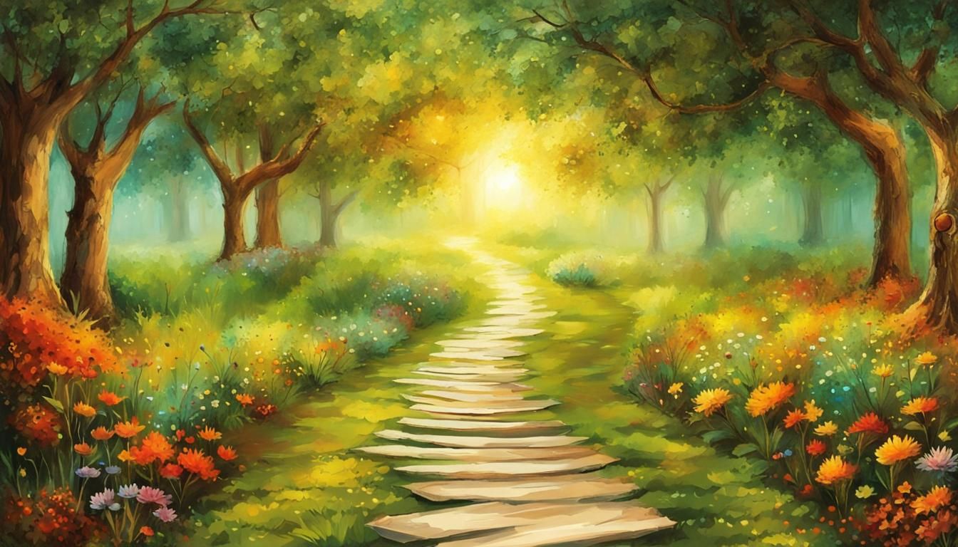 Stylized Map Illustrating Path to Happiness