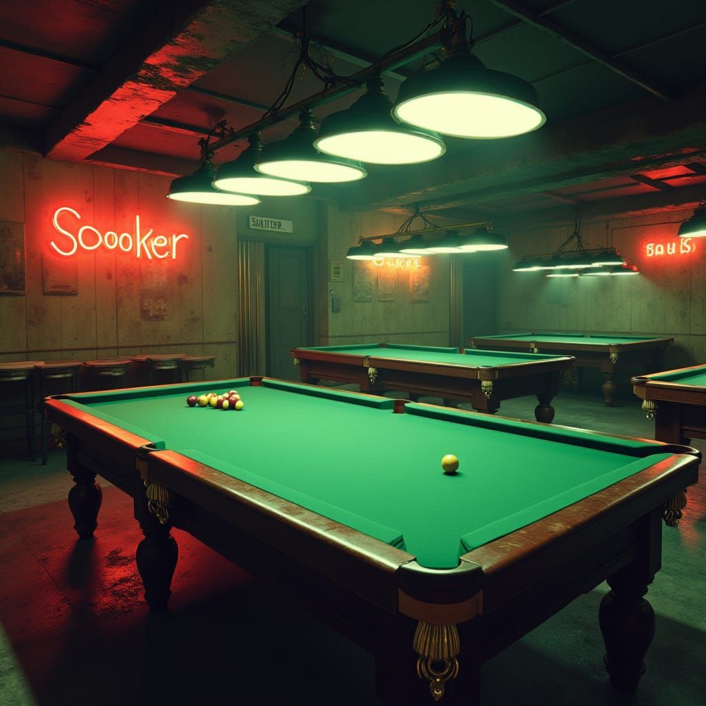 Gritty Snooker Club Poster in Retro Urban Style