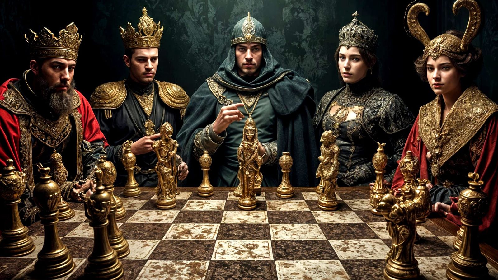 Gothic Medieval Chess Set with Fantasy Characters