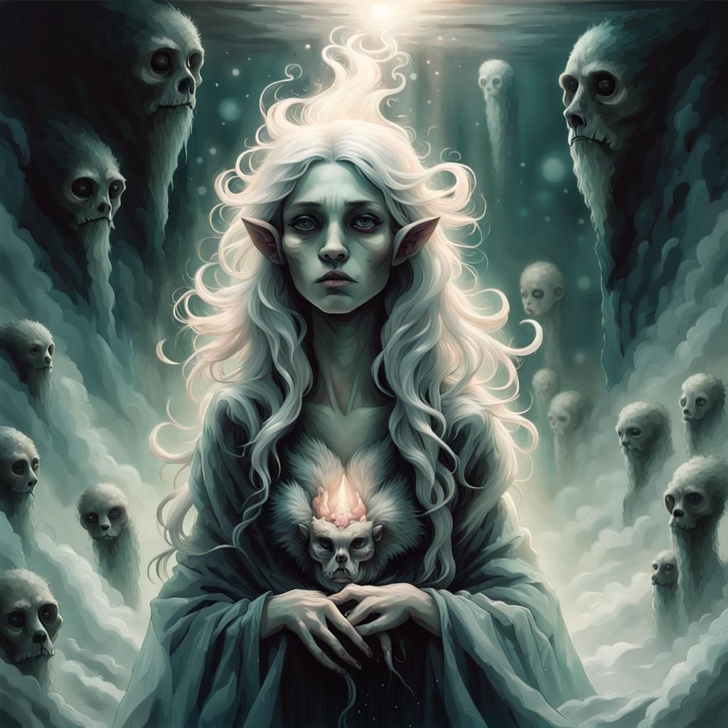 Sorrowful Beastkin in Eerie Vapor Mist