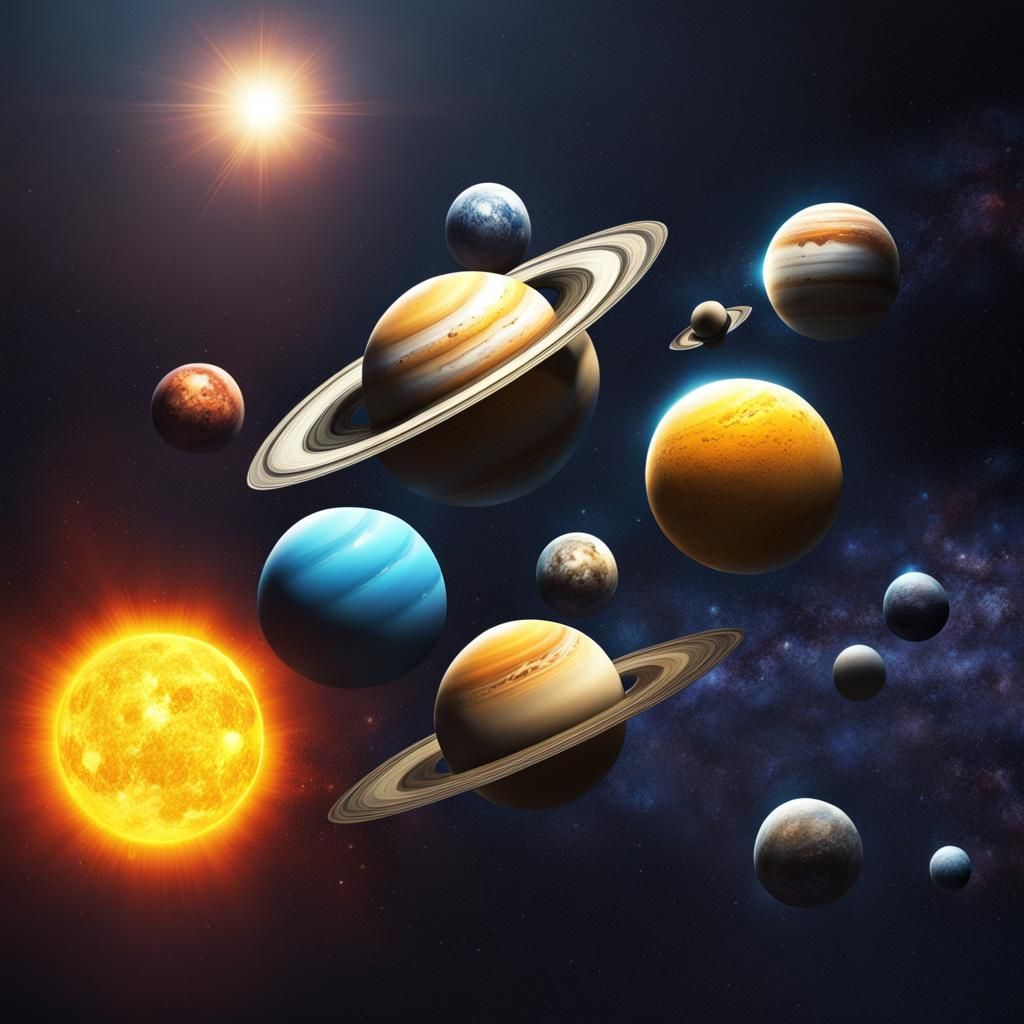 Hyperrealistic Solar System Concept Art in Vivid Color