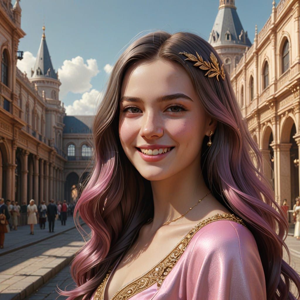 Elegant Woman in a Dreamlike Setting, Modern Portrait in Sof...